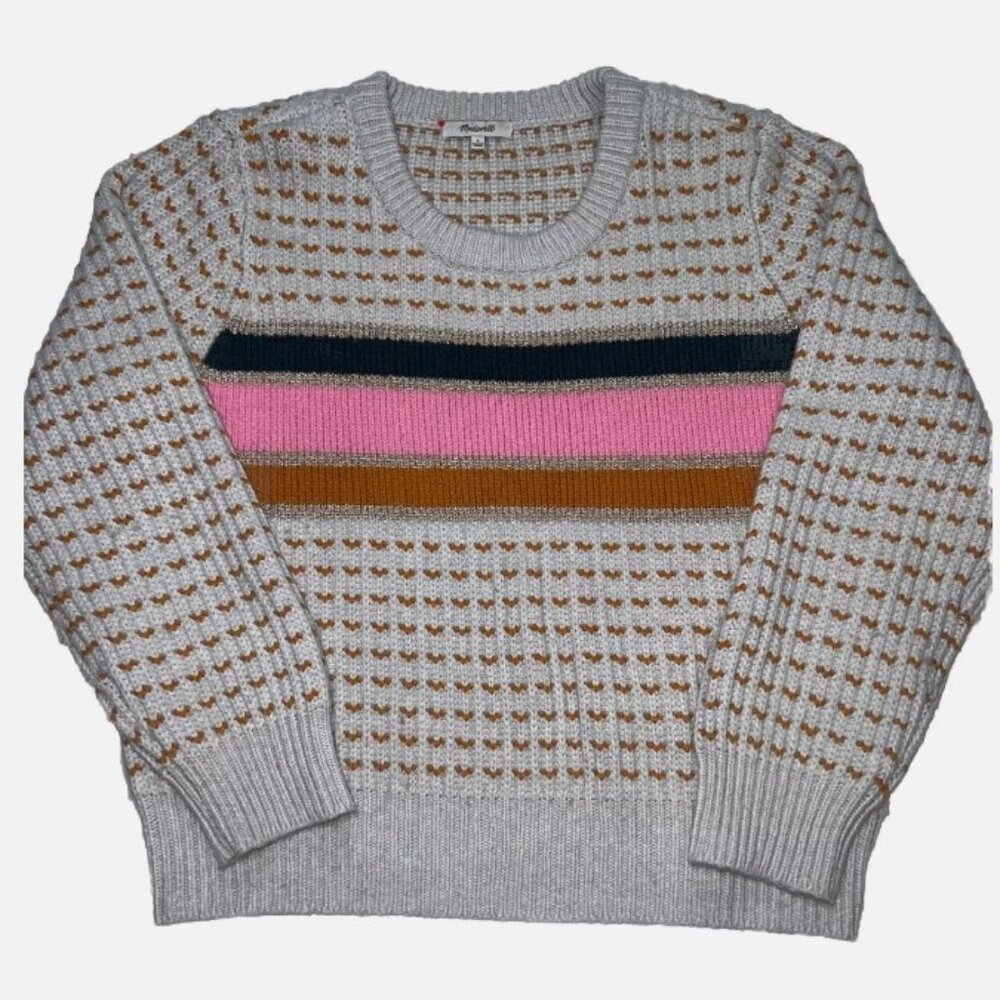 MADEWELL Barfield Striped Metallic Wool Alpaca Blend Sweater